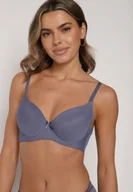 Biustonosze - Granatowy Klasyczny Biustonosz o Gładkim Wykończeniu Lamisa - miniaturka - grafika 1