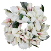 Ozdoby bożonarodzeniowe - OŚNIEŻONY WIANEK Z MAGNOLIAMI - PUDROWY WIENIEC NA DRZWI 32 CM - miniaturka - grafika 1