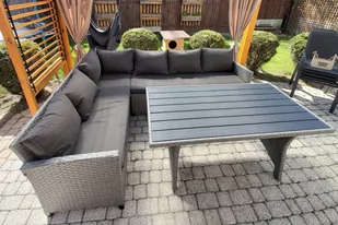 Narożne meble ogrodowe technorattanowe Lagos Muddy Grey / Black Melange - Meble ogrodowe - miniaturka - grafika 3