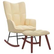 Fotele - Lumarko Fotel bujany z podnóżkiem, kremowy, tapicerowany aksamitem! - miniaturka - grafika 1