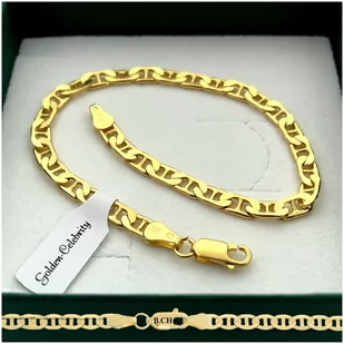ELEGANCKA MĘSKA ZŁOTA BRANSOLETKA GUCCI 4,5 MM + GRAWER SREBRO 925 PREZENT - Bransolety męskie - miniaturka - grafika 1