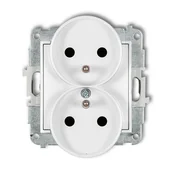 Gniazdka elektryczne - Karlik Gniazdo podwójne z przesłonami torów MINI - biały mat - miniaturka - grafika 1