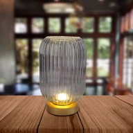 Lampy stojące - Näve Lampa stołowa LED 5305558 klosz szary dym - miniaturka - grafika 1