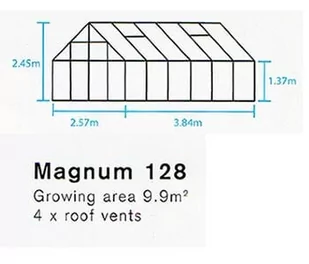 HALLS szklarnia Magnum 128, czarna (9,9 m²; 2,57 x 3,84 m) + baza, SZKŁO HARTOWANE - Szklarnie ogrodowe - miniaturka - grafika 5