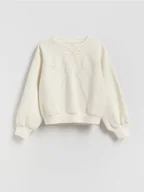 Bluzy dla dziewczynek - Reserved - Bluza z kokardą - złamana biel - miniaturka - grafika 1
