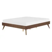 Łóżka - Łóżko 140 x 200 cm ciemne drewno BERRIC - miniaturka - grafika 1