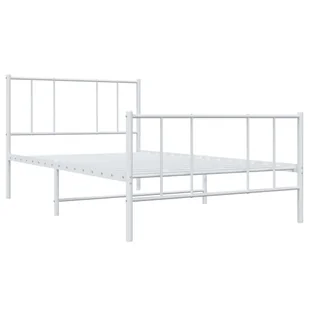 Metalowa rama łóżka z wezgłowiem i zanóżkiem, biała, 90x190 cm Lumarko! - Łóżka - miniaturka - grafika 6
