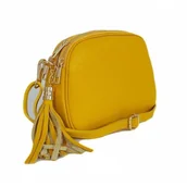 Torebki damskie - Listonoszka trzy komory frędzelek, złote okucia Vera Pelle  Żółta VP3KZGIA - miniaturka - grafika 1