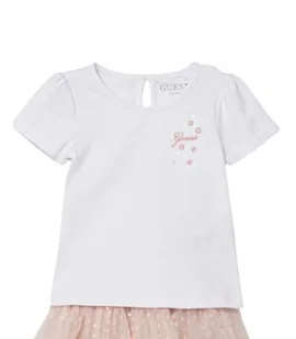 GUESS BIAŁA BLUZKA DZIEWCZĘCA Z KRÓTKIM RĘKAWEM I HAFTEM 64-70 GNA - Bluzki damskie - miniaturka - grafika 1