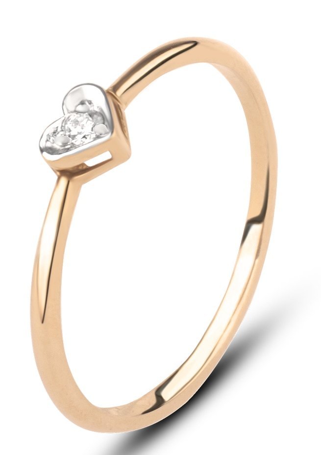 ZŁOTY PIERŚCIONEK Z SERCEM CYRKONIA UN CUORE 333