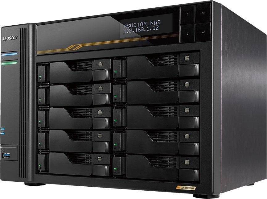 Serwer plików Asustor LOCKERSTOR 8 Gen3 AS6808T 8-bay, AMD Ryzen V3C14 Cztery rdzenie 2.3GHz, 16G ECC DDR5, 4x M.2 PCIe NVMe, 2x 10 GbE, 2x 5 GbE,