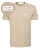 Koszulki męskie - T-SHIRT Męski Koszulka BASIC Bawełniana BEŻOWY Normal Fit XXXL Pako Jeans - miniaturka - grafika 1
