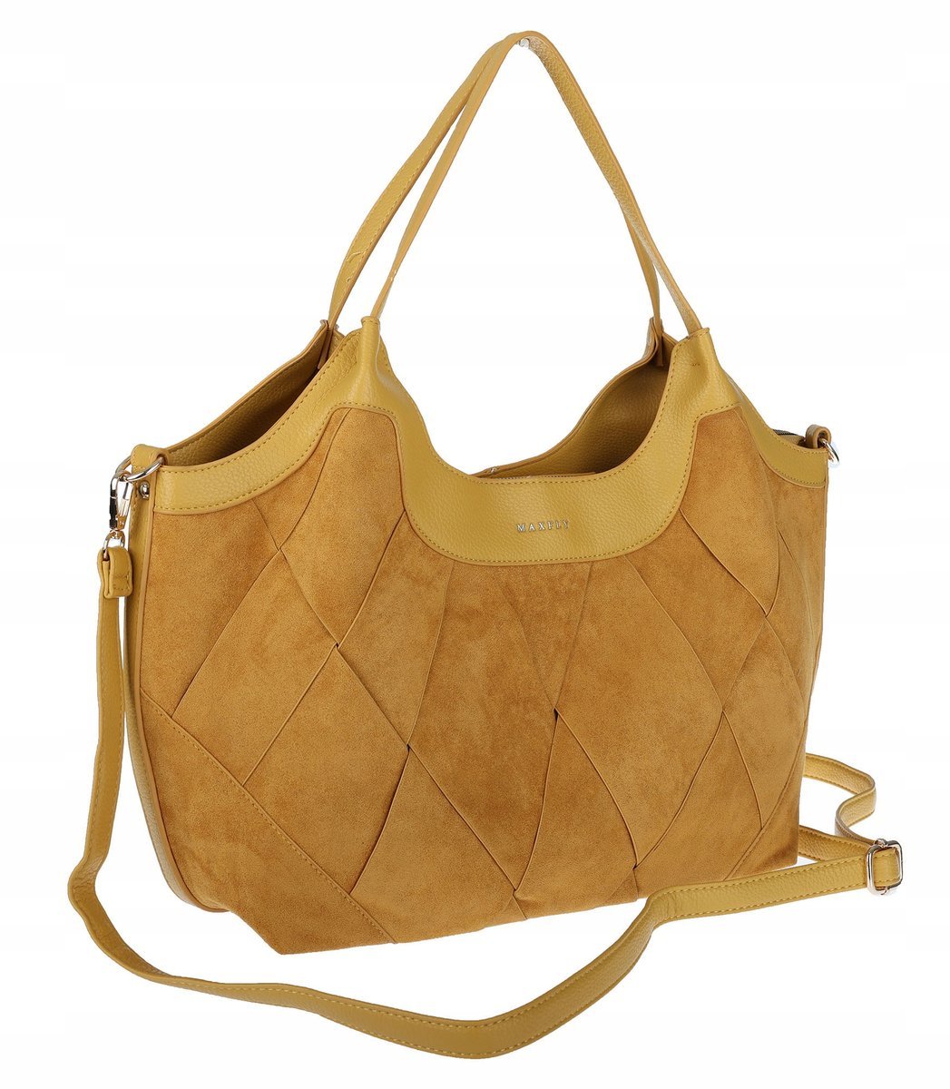 Torebka zamszowa damska shopper Listonoszka elegancka CM9871 Żółta