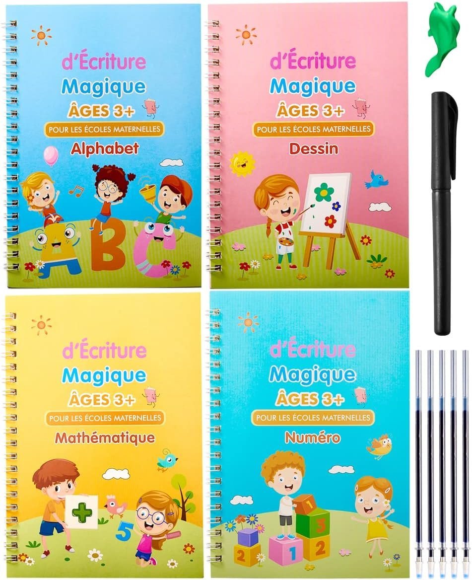 4x ZESZYT DO NAUKI PISANIA LITERKI CYFRY MATEMATYKA OBRAZY J.FRANCUSKI