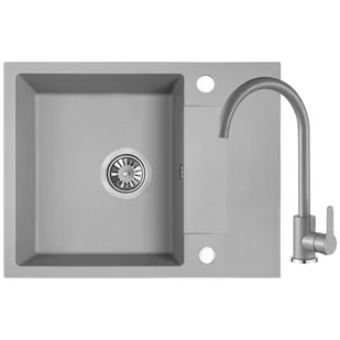Zlewozmywak KUCHINOX Rab SBFA513Y Szary + bateria stojąca - Zlewozmywaki z baterią - miniaturka - grafika 1