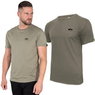 Koszulka Alpha Industries Small Logo Basic 188505 11 - Oliwkowa - Odzież taktyczna i umundurowanie - miniaturka - grafika 1