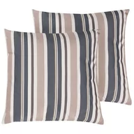 Poduszki ogrodowe - Beliani Zestaw 2 poduszek ogrodowych w paski 40 x 40 cm niebiesko-beżowy - miniaturka - grafika 1