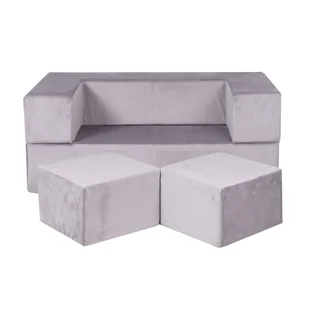 MeowBaby® Sofa Dziecięca Standard, Kanapa dla Dzieci, Welurowa, Szara - Sofy i kanapy - miniaturka - grafika 1