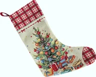 Ozdoby bożonarodzeniowe - Skarpeta świąteczna na kominek z choinką F217 gobelinowa - miniaturka - grafika 1