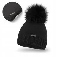 Czapki damskie - Czapka Zimowa Damskie Czarna z Futerkiem PaMami Modny Pompon Jesienna - miniaturka - grafika 1