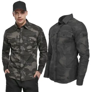 Koszula z długim rękawem BRANDIT SlimFit Shirt - Darkcamo - Odzież taktyczna i umundurowanie - miniaturka - grafika 1
