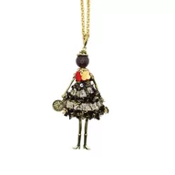 Sukienki - Le Carose Klasyczny naszyjnik dla kobiet. Naszyjnik z brązu, łazienkowy, galwaniczny, złoty, długość: 80 cm, wisiorek 10 cm i haczyk 1,5 cm, ręcznie wykonana sukienka wyprodukowana we Włoszech, - miniaturka - grafika 1