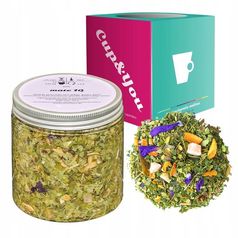 Herbata Yerba Mate IQ liście kingo guawa guarana skórka pomarańczy 100g - herbata sypana liściasta napar z ostrokrzewu PREMIUM na prezent upominek p..
