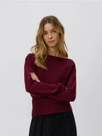 Swetry damskie - Reserved - Sweter z błyszczącą aplikacją - bordowy - miniaturka - grafika 1
