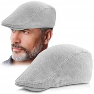 Czapki męskie - KASZKIET Męski Bawełniany na Lato Czapka w Jodełkę JASNOSZARY Pako Jeans - miniaturka - grafika 1