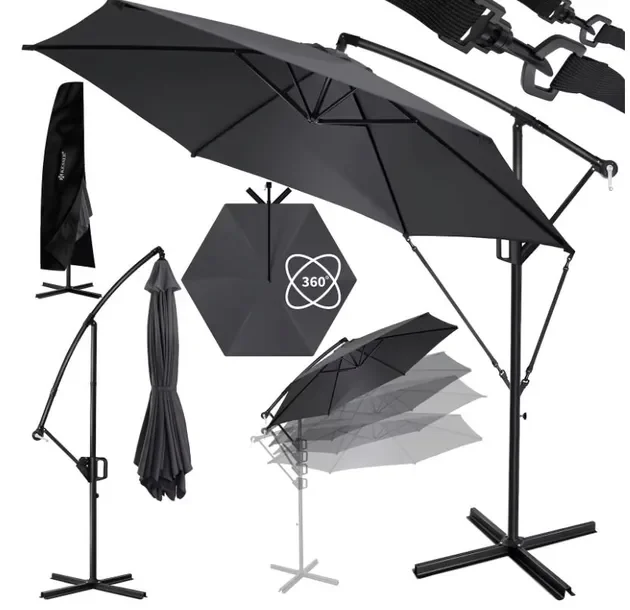 Parasol z wysięgnikiem KESSER szary 350 x 245 cm