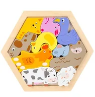 Puzzle - Puzzle Kolorowe Drewniane z Ramką Wzór Farma Układanka dla dzieci - miniaturka - grafika 1