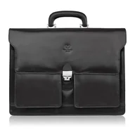 Teczki i aktówki - Torba męska na ramię skórzana do pracy aktówka czarna - miniaturka - grafika 1