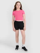 Spodnie i spodenki dla dziewczynek - 4F Spodenki plażowe boardshorty dziewczęce - czarne 122/128 (6-8 lat) - miniaturka - grafika 1