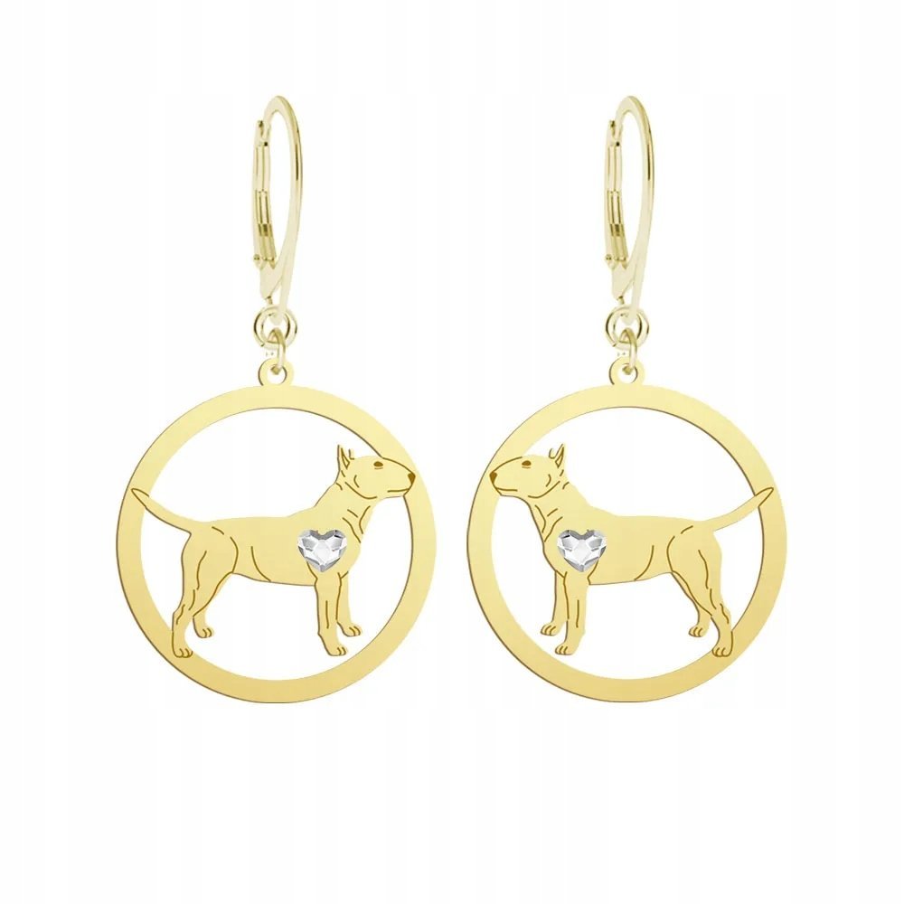 Kolczyki Złote z psem Miniature Bull Terrier 925 Biżuteria GRAWER GRATIS