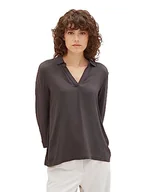 Koszulki i topy damskie - TOM TAILOR Damska koszulka polo z mieszanki materiałów, 32251-Dark Mineral Grey, XS - miniaturka - grafika 1