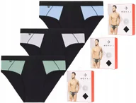 Majtki męskie - SLIPY MAJTKI MĘSKIE BAWEŁNIANE KLASYCZNE KOLOROWE WSTAWKI 3-SZT MORAJ - M - miniaturka - grafika 1