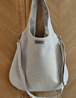 Torebki damskie - Duża jasna torba worek boho beżowo szara XXL na ramię - miniaturka - grafika 1