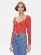 Bluzki damskie - Pepe Jeans Bluzka Huala PL505755 Czerwony Slim Fit - miniaturka - grafika 1