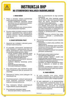 IAF05 INSTRUKCJA BHP NA STANOWISKU MALARZA BUDOWLANEGO, HN - PŁYTA ELASTYCZNA 0,4MM; (245X350MM) - Instrukcje stanowiskowe BHP - miniaturka - grafika 1