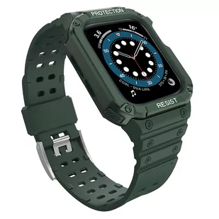Protect Strap Band opaska z etui do Watch 7 / 6 / 5 / 4 / 3 / 2 / SE (41 / 40 / 38mm) obudowa pancerny pokrowiec na zegarek zielony - Akcesoria do smartwatchy - miniaturka - grafika 1