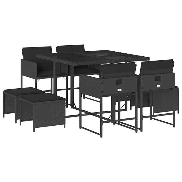 Zestaw mebli ogrodowych czarny rattan PE 110 x 106 x 73 cm
