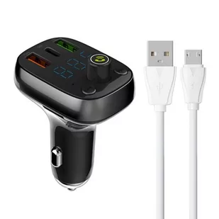 Transmiter FM LDNIO Bluetooth C704Q 2USB, USB-C + kabel MicroUSB - Transmitery FM - miniaturka - grafika 1