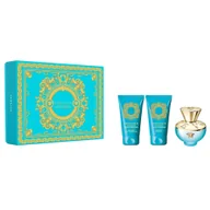 Zestawy perfum damskich - Versace Dylan Turquoise Pour Femme zestaw woda toaletowa spray 50ml + żel pod prysznic 50ml + żel do ciała 50ml - miniaturka - grafika 1