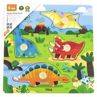Układanki dla dzieci - VIGA Drewniane Puzzle z Pinezkami Dinozaury - miniaturka - grafika 1