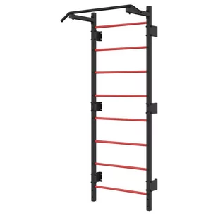 Drabinka gimnastyczna metalowa UNDERFIT 228 x 115 cm z drążkiem czerwona - Wyposażenie sportowe i gimnastyczne - miniaturka - grafika 1