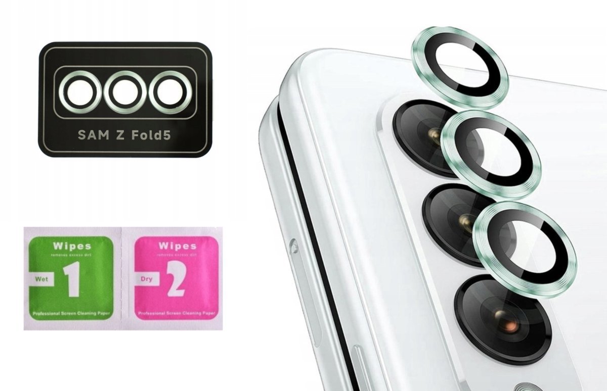 Szkło na aparat do SAMSUNG GALAXY Z FOLD 4 / FOLD 5 zielony ring ochrona