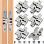 Zawiasy, okucia i inne akcesoria - Opakowanie 6 zawiasów składanych (13 x 60 mm) – Ukryte zawiasy krzyżowe – Zatrzask – Zawiasy niewidoczne – Zawiasy zakrzywione - miniaturka - grafika 1