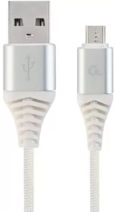 Gembird Kabel USB Kabel USB 2.0 AM/microUSB M 1m oplot tekstylny biały CC-USB2B-AMmBM-1M-BW2 - Kable komputerowe i do monitorów - miniaturka - grafika 1