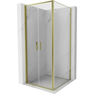 Mexen Exo kabina prysznicowa uchylna 80 x 80 cm, transparent, złota - 814-080-080-50-00 - Kabiny prysznicowe - miniaturka - grafika 1