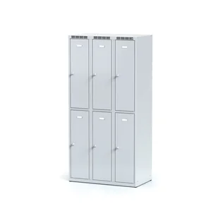 Alfa 3 Szafka ubraniowa 6-drzwiowa, drzwi szare, zamek cylindryczny 1261704 - Szafki BHP - miniaturka - grafika 1